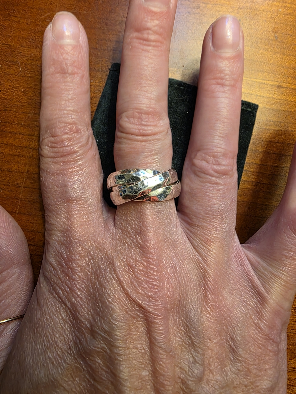 Sterling Silver Hammered Triple-Band Ring - Silver